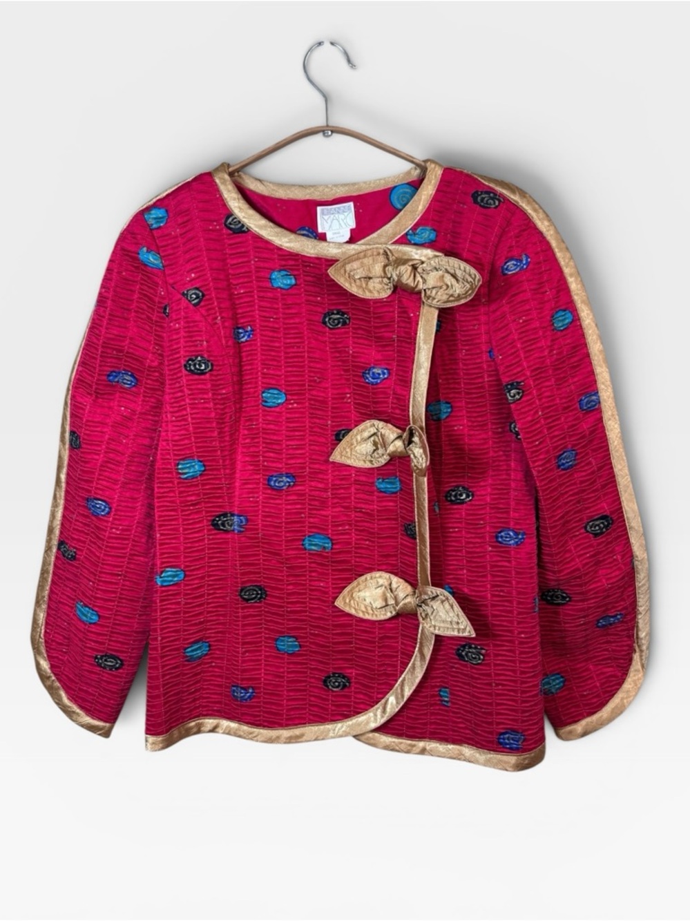 VTG 80s JEANNE MARC Quilted Jacket Art to Wear Boho Size Small